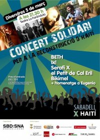 Cartell del concert solidari per Haití en Sabadell